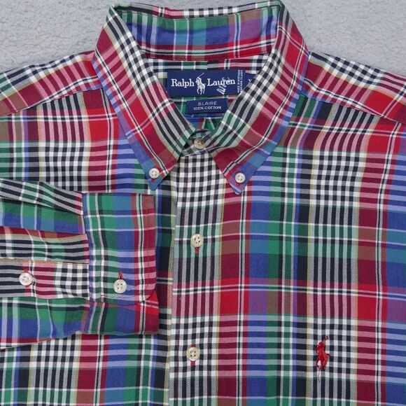 Polo Ralph Lauren Blair Shirt Mens XL Red Green Plaid Button Down Long Sleeve - Picture 1 of 16